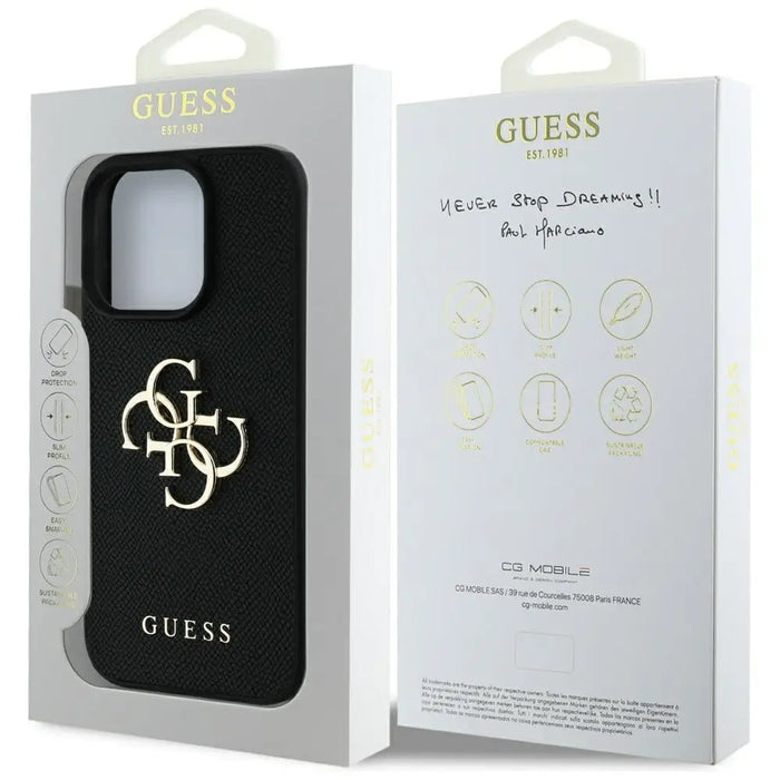Guess Grained Big 4G Logo Small Classic Logo case for iPhone 16 Pro - black - Cell phone cases and covers<<<HurtelXML