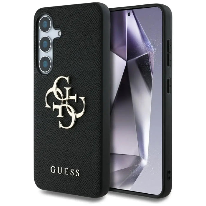Guess Grained Big 4G Logo Small Classic Logo case for Samsung Galaxy S25 Plus black - Cell phone cases