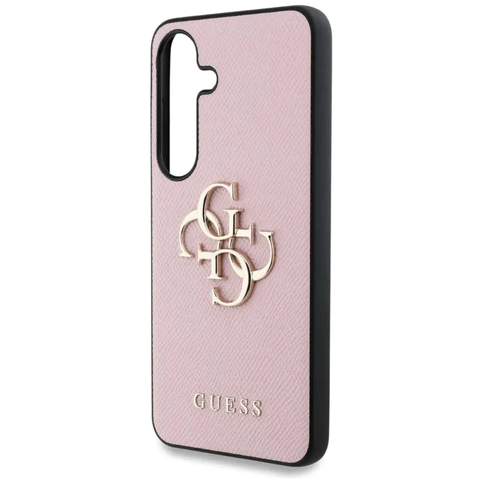 Guess Grained Big 4G Logo Small Classic Logo case for Samsung Galaxy S25 Plus pink - Cell phone cases