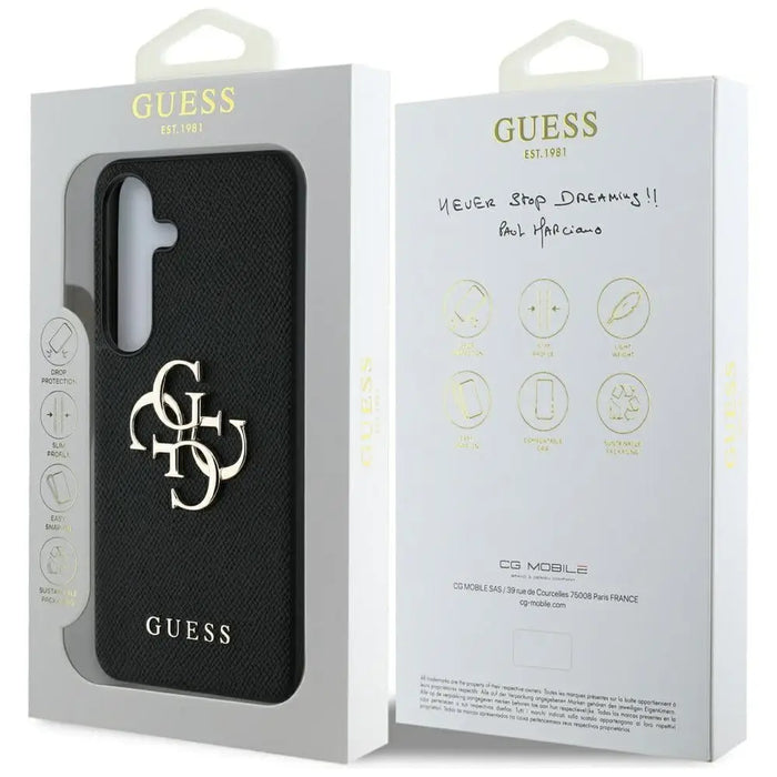 Guess Grained Big 4G Logo Small Classic Logo case for Samsung Galaxy S25 black - Cell phone cases and covers<<<HurtelXML