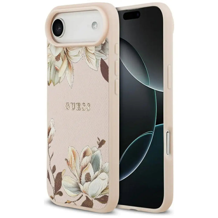 Guess Grained Flowers Classic Logo MagSafe iPhone Air Case - Pink - Cell phone cases and covers<<<HurtelXML