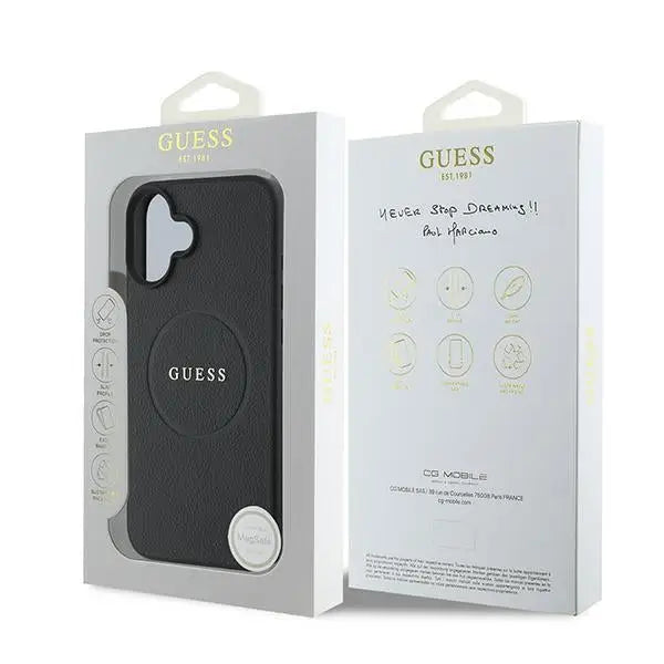 Guess Grained Gold Ring MagSafe case for iPhone 16 Plus - black - Cell phone cases and covers<<<HurtelXML