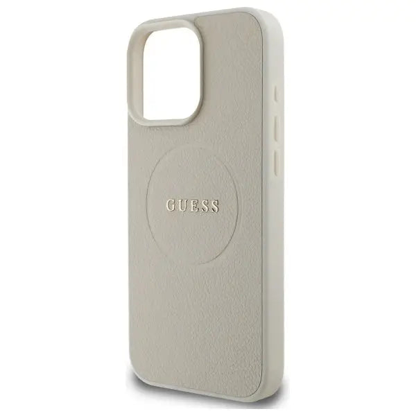 Guess Grained Gold Ring MagSafe case for iPhone 16 Pro Max - beige - Cell phone cases and covers<<<HurtelXML