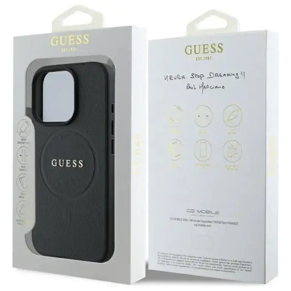 Guess Grained Gold Ring MagSafe case for iPhone 16 Pro Max - black - Cell phone cases and covers<<<HurtelXML