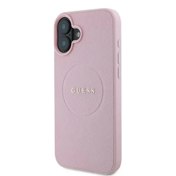 Guess Grained Gold Ring MagSafe iPhone 16 Plus Case - Pink - Cell phone cases and covers<<<HurtelXML
