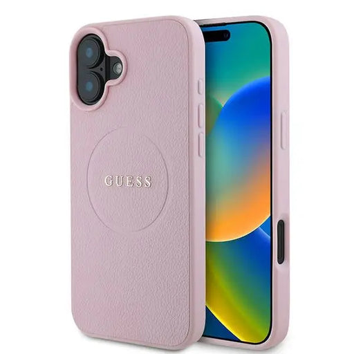 Guess Grained Gold Ring MagSafe iPhone 16 Plus Case - Pink - Cell phone cases and covers<<<HurtelXML
