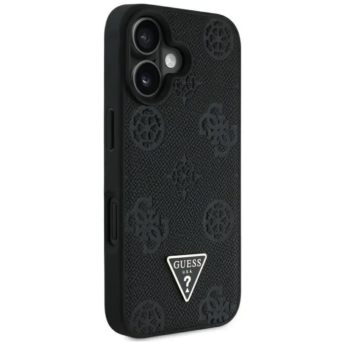Guess Grained Hot Stamp Peony Triangle Logo MagSafe Case for iPhone 16 - Black - Cell phone cases and covers<<<HurtelXML