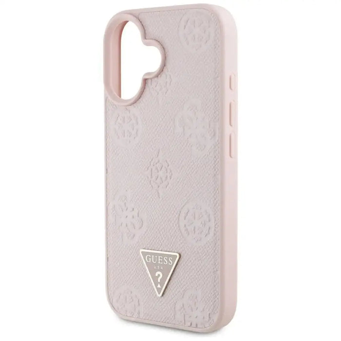 Guess Grained Hot Stamp Peony Triangle Logo MagSafe iPhone 16 Case - Pink - Cell phone cases and covers<<<HurtelXML