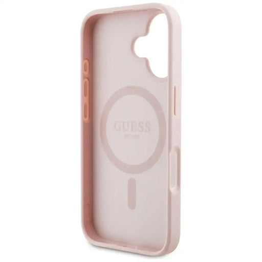 Guess Grained Hot Stamp Peony Triangle Logo MagSafe iPhone 16 Case - Pink - Cell phone cases and covers<<<HurtelXML