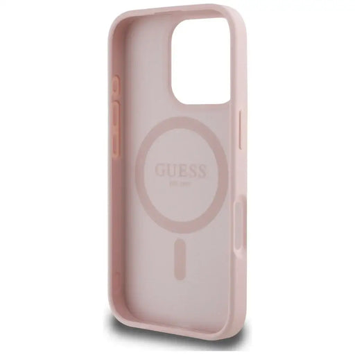 Guess Grained Hot Stamp Peony Triangle Logo MagSafe iPhone 16 Pro Case - Pink - Cell phone cases and covers<<<HurtelXML