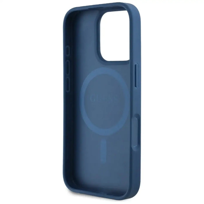 Guess Grained Printed Flower Pattern MagSafe case for iPhone 16 Pro blue - Cell phone cases and covers<<<HurtelXML