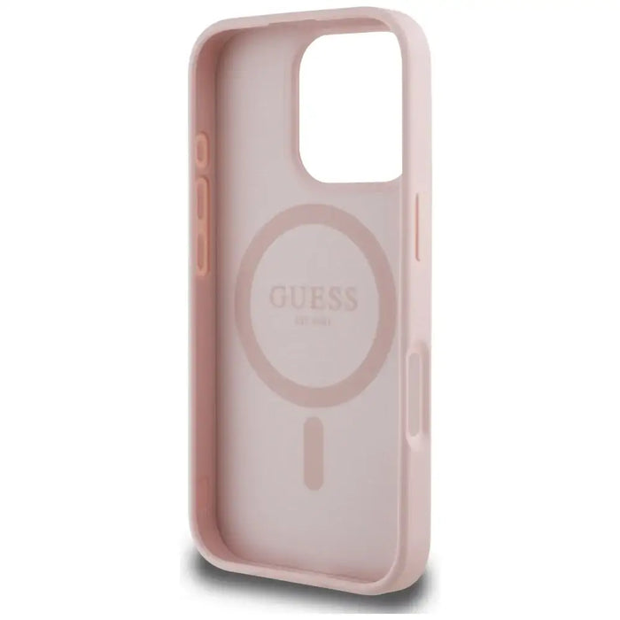 Guess Grained Printed Flower Pattern MagSafe Case for iPhone 16 Pro Max Pink - Cell phone cases and covers<<<HurtelXML