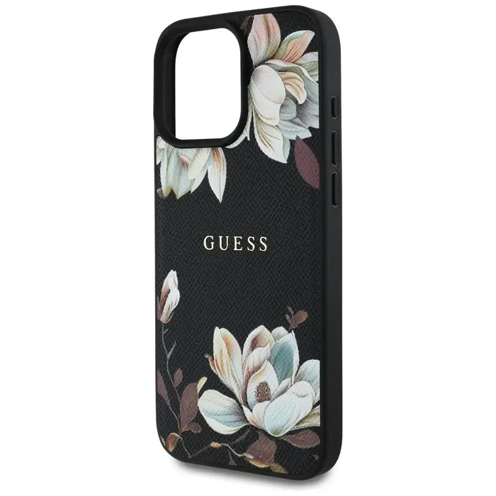 Guess Grained Printed Flower Pattern MagSafe case for iPhone 16 Pro Max black - Cell phone cases and covers<<<HurtelXML