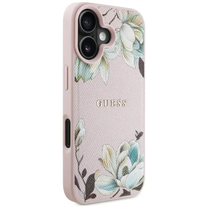 Guess Grained Printed Flower Pattern MagSafe iPhone 16 Case Pink - Cell phone cases and covers<<<HurtelXML