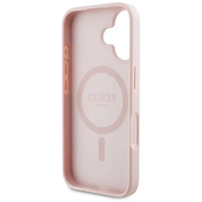 Guess Grained Printed Flower Pattern MagSafe iPhone 16 Case Pink - Cell phone cases and covers<<<HurtelXML