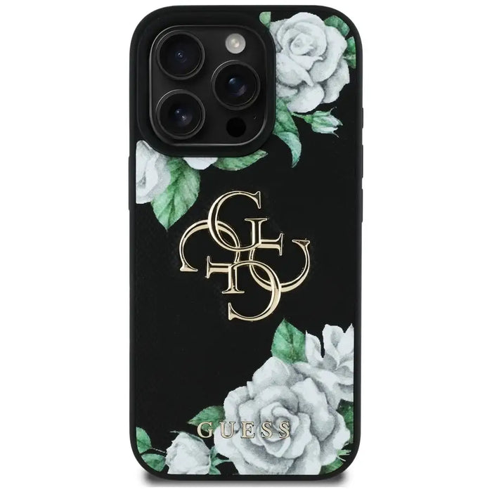 Guess Grained Roses Big 4G logo case for iPhone 16 Pro Max - black - Cell phone cases and covers<<<HurtelXML