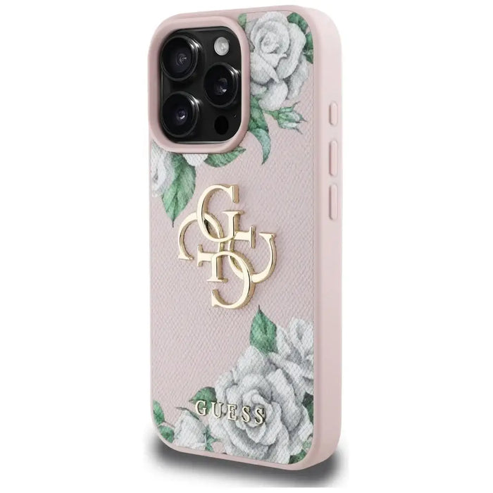 Guess Grained Roses Big 4G logo iPhone 16 Pro Max case - pink - Cell phone cases and covers<<<HurtelXML