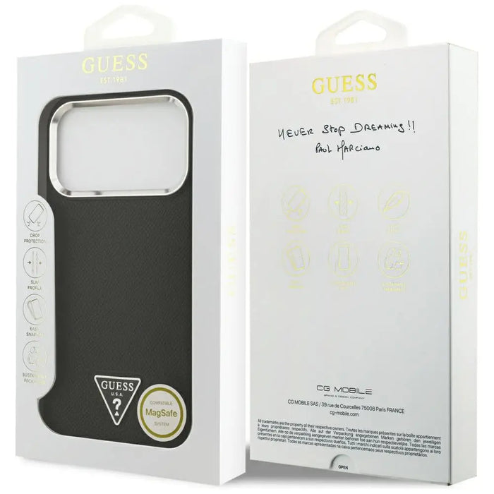 Guess Grained Triangle Logo MagSafe case for iPhone 17 Pro - black - Cell phone cases and covers<<<HurtelXML
