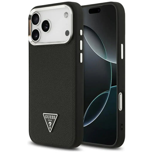 Guess Grained Triangle Logo MagSafe case for iPhone 17 Pro - black - Cell phone cases and covers<<<HurtelXML