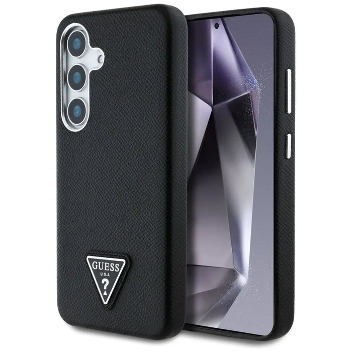 Guess Grained Triangle Logo MagSafe case for Samsung Galaxy S25 - black - Cell phone cases and covers<<<HurtelXML