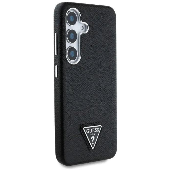 Guess Grained Triangle Logo MagSafe case for Samsung Galaxy S25 - black - Cell phone cases and covers<<<HurtelXML