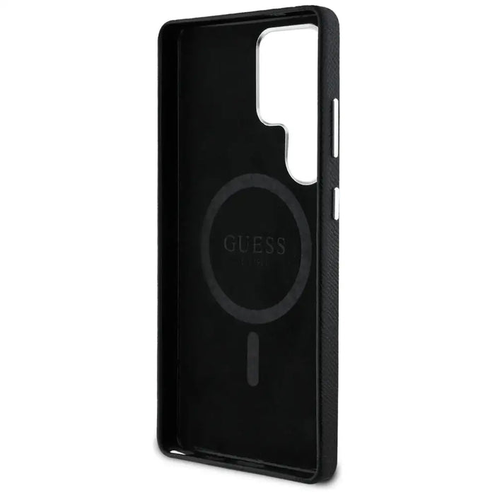 Guess Grained Triangle Logo MagSafe case for Samsung Galaxy S25 Ultra - black - Cell phone cases and covers<<<HurtelXML