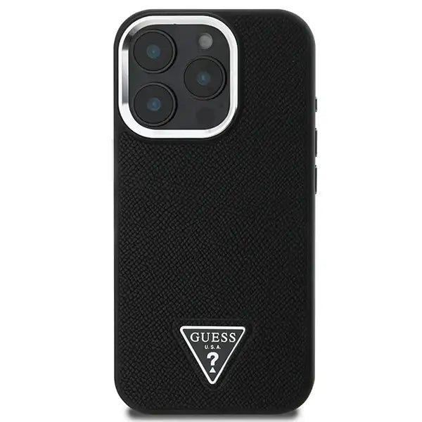 Guess Grained Triangle MagSafe case for iPhone 16 Pro - black - Cell phone cases and covers<<<HurtelXML