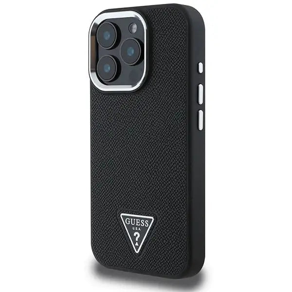 Guess Grained Triangle MagSafe case for iPhone 16 Pro - black - Cell phone cases and covers<<<HurtelXML
