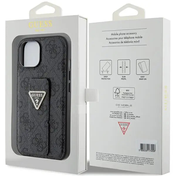 Guess Grip Stand 4G Triangle Strass case for iPhone 15 - black - Cell phone cases and covers<<<HurtelXML
