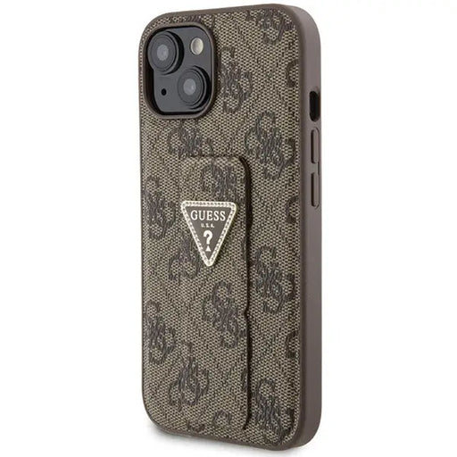 Guess Grip Stand 4G Triangle Strass case for iPhone 15 - brown - Cell phone cases and covers<<<HurtelXML