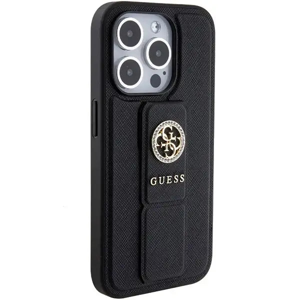 Guess Grip Stand 4G Triangle Strass case for iPhone 15 Pro - black - Cell phone cases and covers<<<HurtelXML