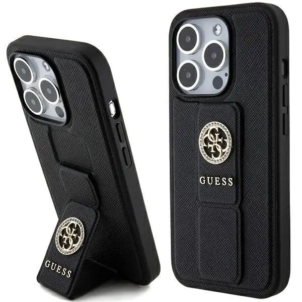 Guess Grip Stand 4G Triangle Strass case for iPhone 15 Pro - black - Cell phone cases and covers<<<HurtelXML