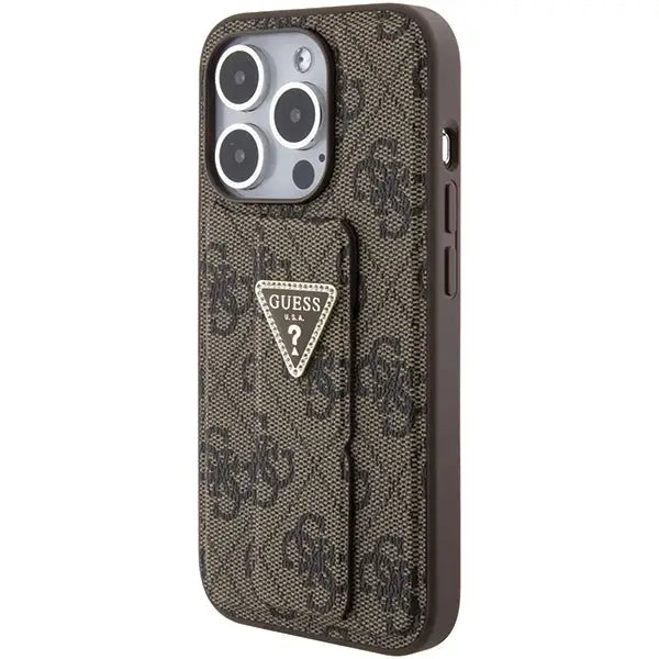 Guess Grip Stand 4G Triangle Strass case for iPhone 15 Pro Max - brown - Cell phone cases and covers<<<HurtelXML