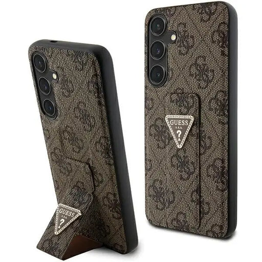 Guess Grip Stand 4G Triangle Strass case for Samsung Galaxy S24+ - brown - Cell phone cases and covers<<<HurtelXML