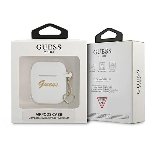 Guess GUA2LSCHSH AirPods 1/2 cover white/white Silicone Charm Heart Collection - Cell phone cases and covers<<<HurtelXML