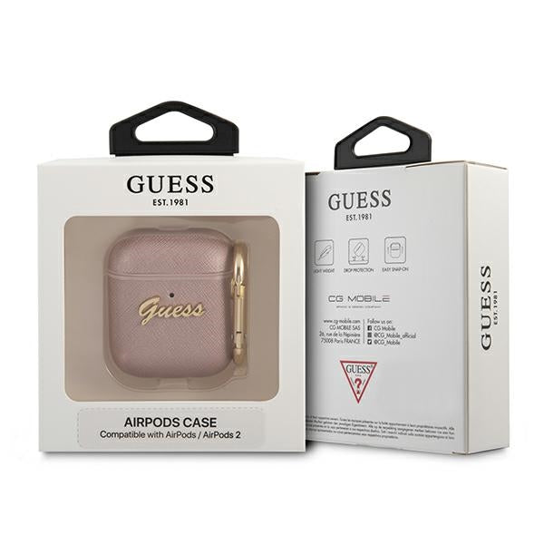 Guess GUA2SASMP AirPods cover pink/pink Saffiano Script Metal Collection - Cell phone cases and covers<<<HurtelXML