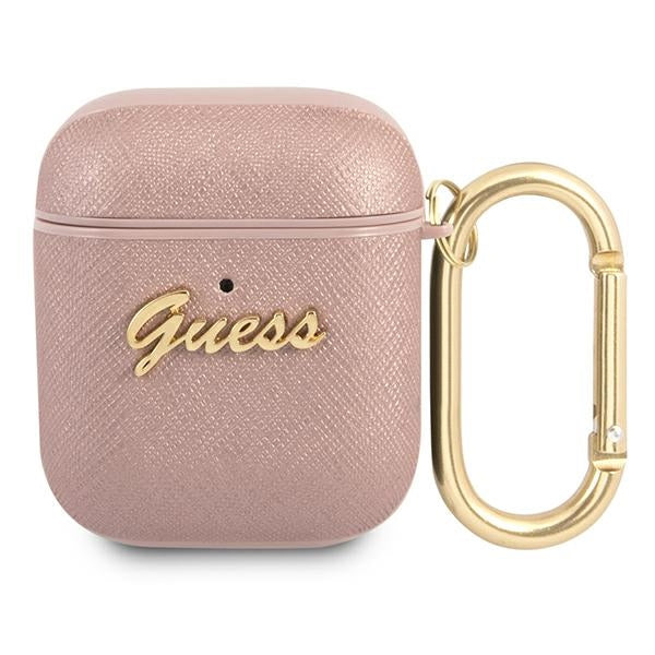 Guess GUA2SASMP AirPods cover pink/pink Saffiano Script Metal Collection - Cell phone cases and covers<<<HurtelXML