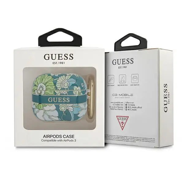 Guess GUA3HHFLN AirPods 3 cover green/green Flower Strap Collection - Cell phone cases and covers<<<HurtelXML