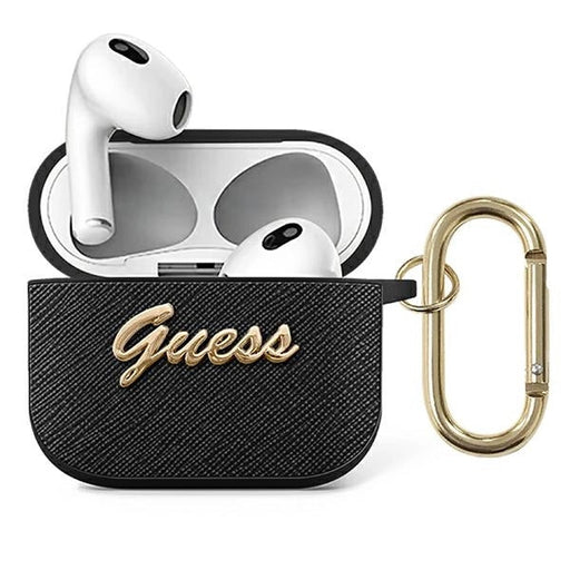 Guess GUA3SASMK AirPods 3 cover black/black Saffiano Script Metal Collection - Cell phone cases and covers<<<HurtelXML