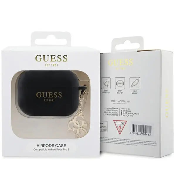 Guess GUAP2LECG4K case for AirPods Pro 2 cover - black Liquid Silicone Glitter Triangle Charm - Cell phone cases