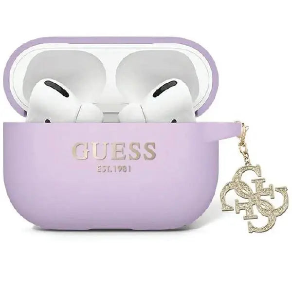Guess GUAP2LECG4U case for AirPods Pro 2 cover - purple Liquid Silicone Glitter Triangle Charm - Cell phone cases
