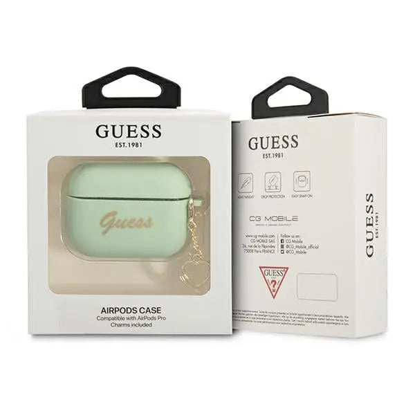Guess GUAPLSCHSN AirPods Pro cover green/green Silicone Charm Heart Collection - Cell phone cases and covers<<<HurtelXML