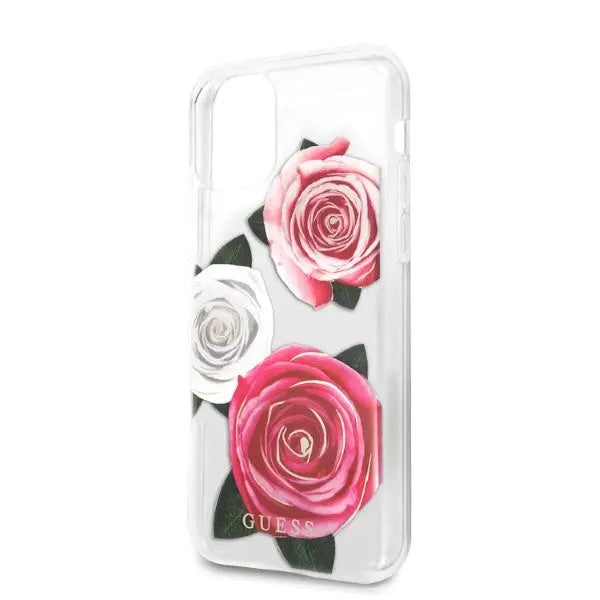 Guess GUHCN58ROSTRT iPhone 11 Pro transparent hardcase Flower Desire Pink & White Rose - Cell phone cases