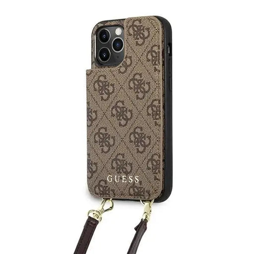 Guess GUHCP12MCB4GB iPhone 12/12 Pro 6.1 ’brown / brown hardcase 4G Crossbody Cardslot - Cell phone cases