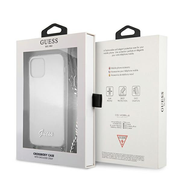 Guess GUHCP12MKC4GSSI iPhone 12/12 Pro 6.1’’ Transparent hardcase 4G Silver Chain - Cell phone cases