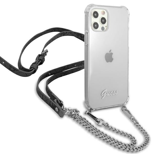 Guess GUHCP12MKC4GSSI iPhone 12/12 Pro 6.1’’ Transparent hardcase 4G Silver Chain - Cell phone cases