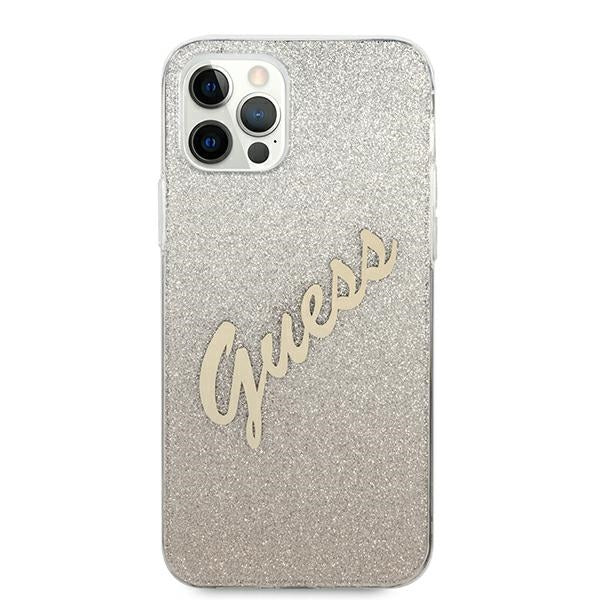 Guess GUHCP12MPCUGLSGO iPhone 12/12 Pro 6.1’’ gold/gold hardcase Glitter Gradient Script - Cell phone cases