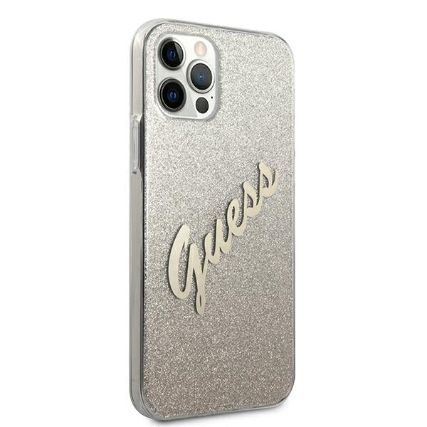 Guess GUHCP12MPCUGLSGO iPhone 12/12 Pro 6.1’’ gold/gold hardcase Glitter Gradient Script - Cell phone cases