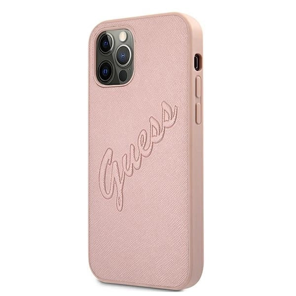 Guess GUHCP12MRSAVSRG iPhone 12/12 Pro 6.1’’ pink/pink hardcase Saffiano Vintage Script - Cell phone cases