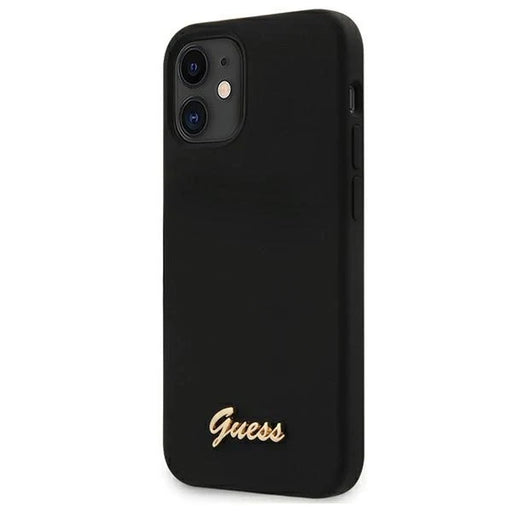 Guess GUHCP12SLSLMGBK iPhone 12 mini 5.4’’ black/black hardcase Silicone Script Gold Logo - Cell phone cases